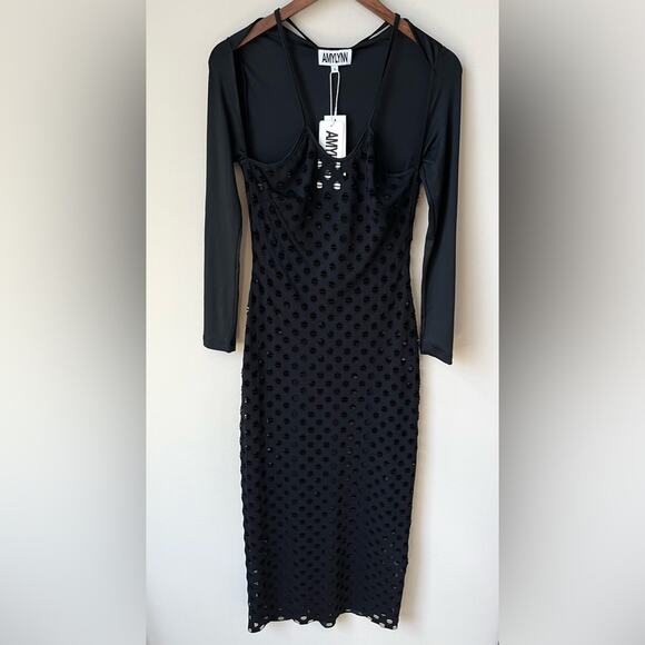 NWT AmyLynn Simone Crochet Fishnet Maxi Dress (size S) - Picture 9 of 12